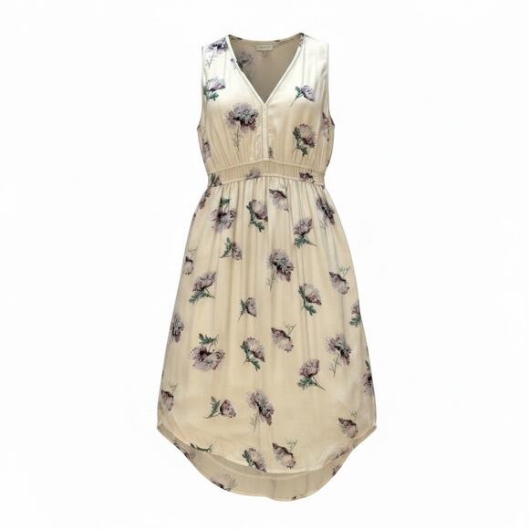 Lucky Brand Dresses & Skirts - Lucky Brand Cream Floral Hi-Low Dress | V-Neck | Lace Trim | Boho | Size L